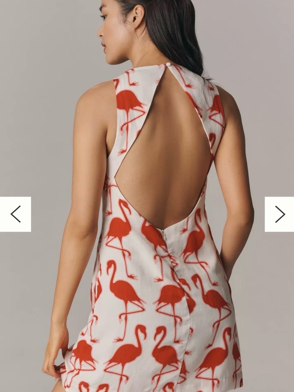 Maeve White Mini Dress with Coral Flamingo Print - NWOT - Picture 3 of 5